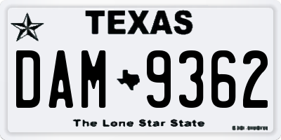 TX license plate DAM9362