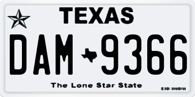 TX license plate DAM9366