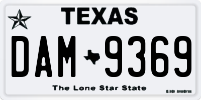 TX license plate DAM9369