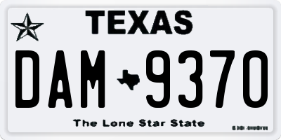 TX license plate DAM9370