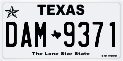 TX license plate DAM9371