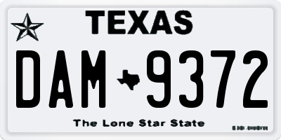 TX license plate DAM9372