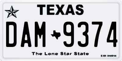 TX license plate DAM9374