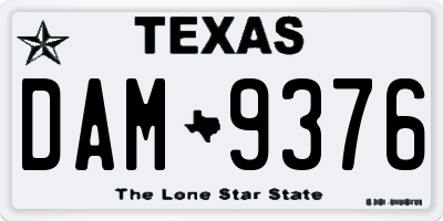 TX license plate DAM9376