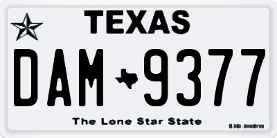 TX license plate DAM9377