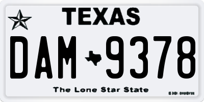 TX license plate DAM9378