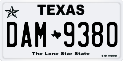 TX license plate DAM9380