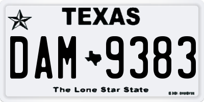 TX license plate DAM9383