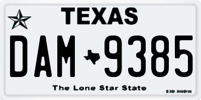TX license plate DAM9385