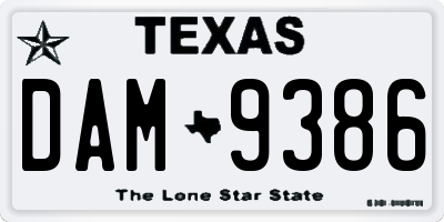 TX license plate DAM9386
