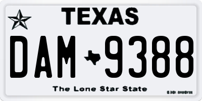 TX license plate DAM9388
