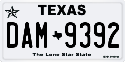 TX license plate DAM9392