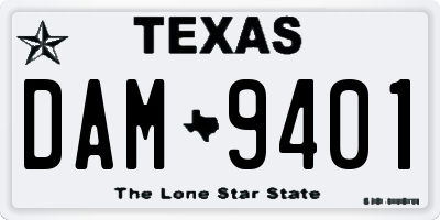 TX license plate DAM9401