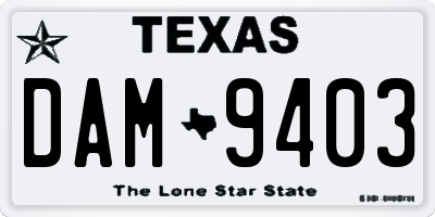 TX license plate DAM9403