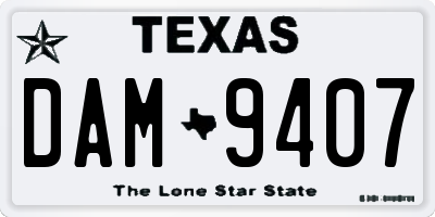 TX license plate DAM9407
