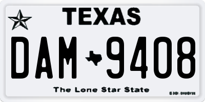 TX license plate DAM9408
