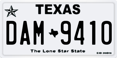 TX license plate DAM9410