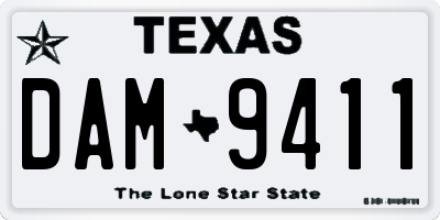 TX license plate DAM9411