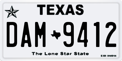 TX license plate DAM9412