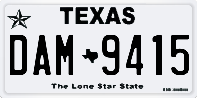 TX license plate DAM9415