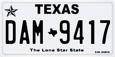 TX license plate DAM9417
