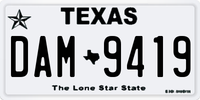 TX license plate DAM9419