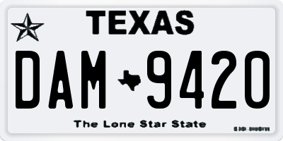 TX license plate DAM9420
