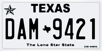 TX license plate DAM9421