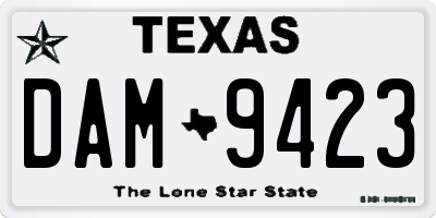 TX license plate DAM9423