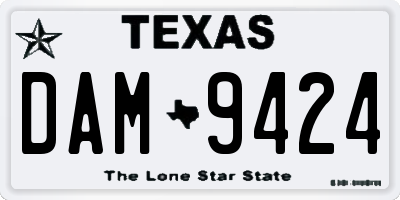 TX license plate DAM9424