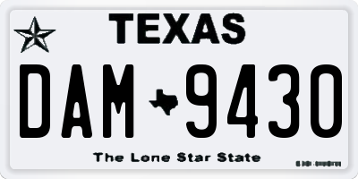TX license plate DAM9430