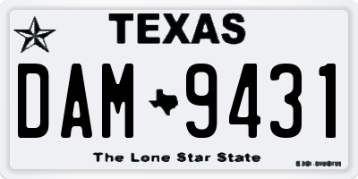 TX license plate DAM9431