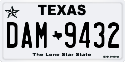 TX license plate DAM9432