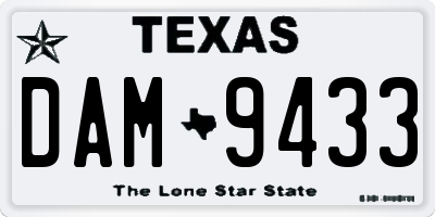 TX license plate DAM9433