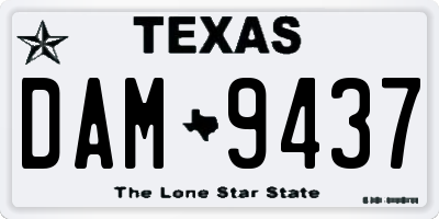 TX license plate DAM9437