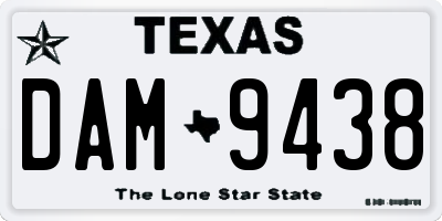 TX license plate DAM9438
