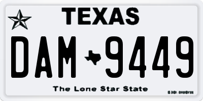 TX license plate DAM9449