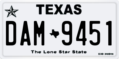 TX license plate DAM9451