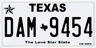 TX license plate DAM9454