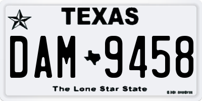 TX license plate DAM9458