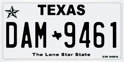 TX license plate DAM9461