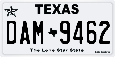 TX license plate DAM9462