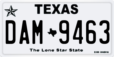 TX license plate DAM9463