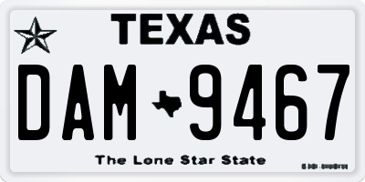 TX license plate DAM9467