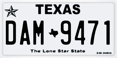 TX license plate DAM9471
