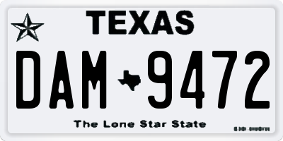 TX license plate DAM9472
