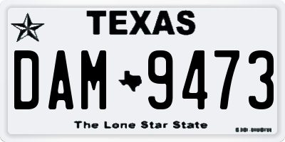 TX license plate DAM9473