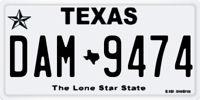 TX license plate DAM9474