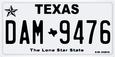 TX license plate DAM9476