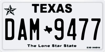 TX license plate DAM9477